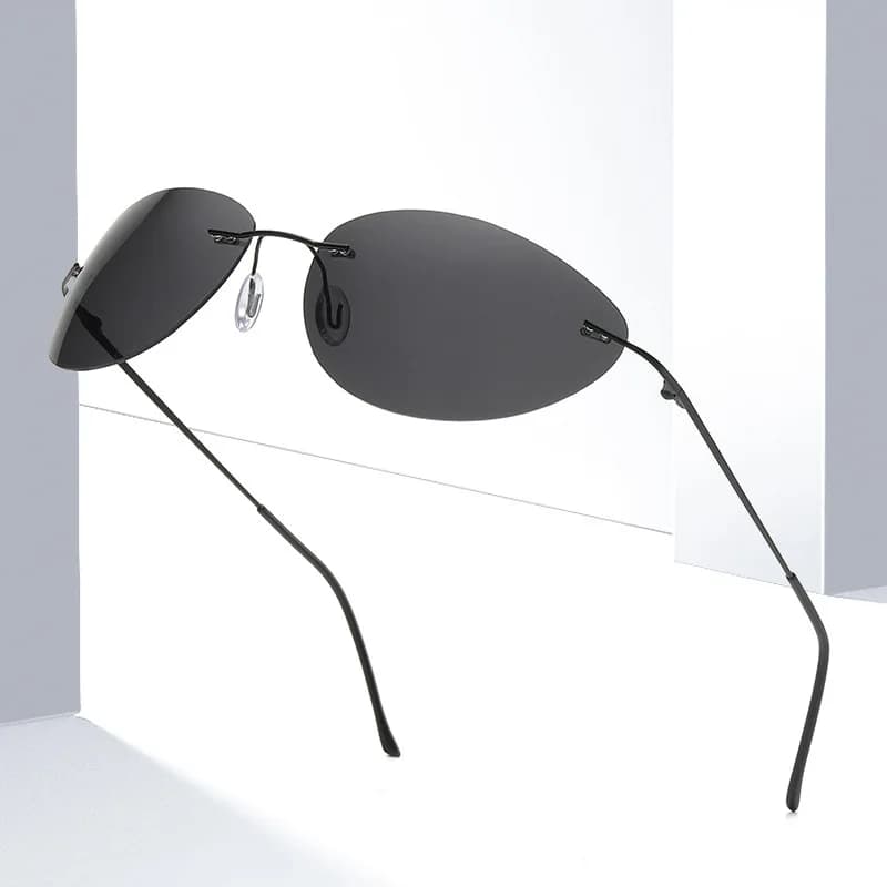 Occhiali da sole polarizzati senza montatura a occhio di gatto alla moda per uomo e donna, lenti UV400, occhiali da sole per guida, viaggi, pesca e spiaggia