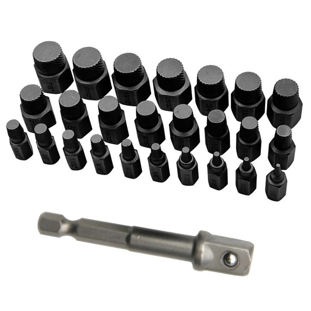 26 Pz/set Strumenti per la rimozione delle viti rotte Parti di utensili Smontare le viti Bullone Stud Slip Denti Rimozione per viti e bulloni danneggiati