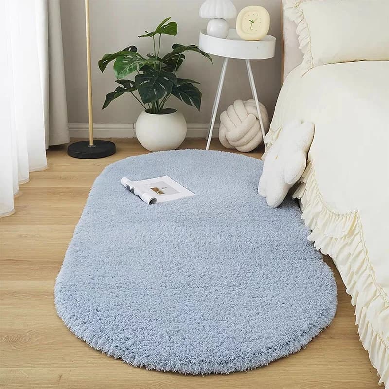 Tappeto Ovale Morbido e Soffice, Tappeto Shaggy Antiscivolo in Peluche per Camera da Letto, Soggiorno, Stanza dei Bambini, Arredamento Casa