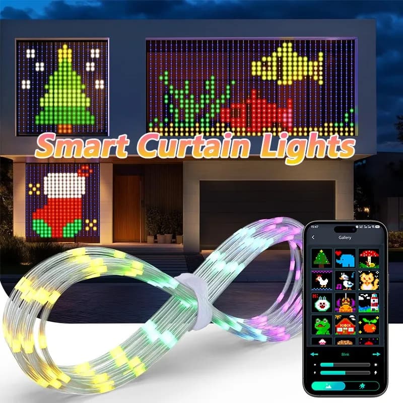 Luci per tende intelligenti Luci natalizie a LED a forma di fata Controllo APP Modello di colore fai-da-te per decorazioni natalizie per camera da letto interna ed esterna