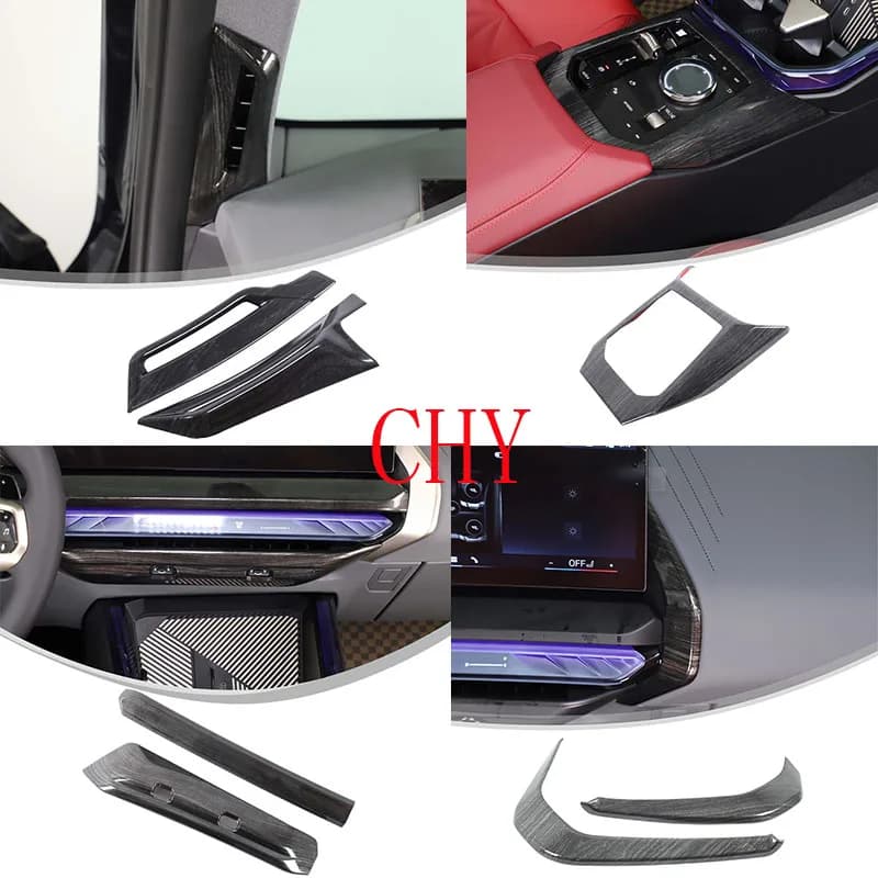 ABS veining black wood for BMW X3 G45 2025 + dashboard auto console central panel gears decorative sticker cover car decoration kit