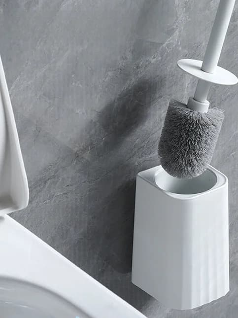 Spazzola per WC con Manico Lungo, Montabile a Parete, Strumento per la Pulizia del Bagno per Angoli Difficili da Raggiungere, Set Spazzola per WC in Plastica Resistente