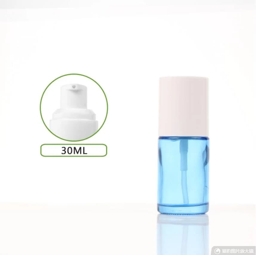 Flacone di vetro bianco smerigliato/verde/blu/bianco da 30 ml, siero/lozione/emulsione/fondotinta/tonico idratante, imballaggio cosmetico per la pelle