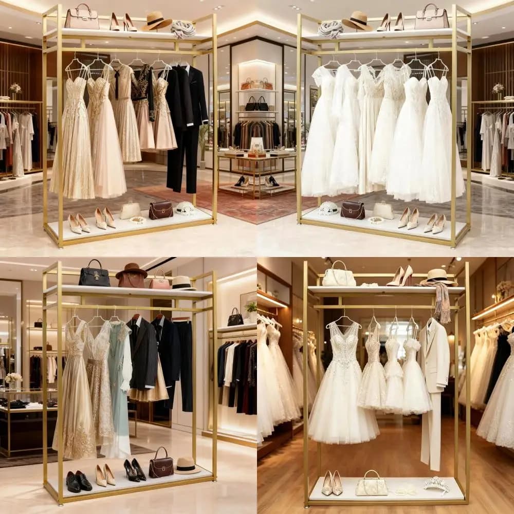 Espositore per Abbigliamento Robusto e Alto (71 Pollici) in Oro per Negozi, Matrimoni e Uso Commerciale - Ideale per Appendere Vestiti, Scarpe, Borse