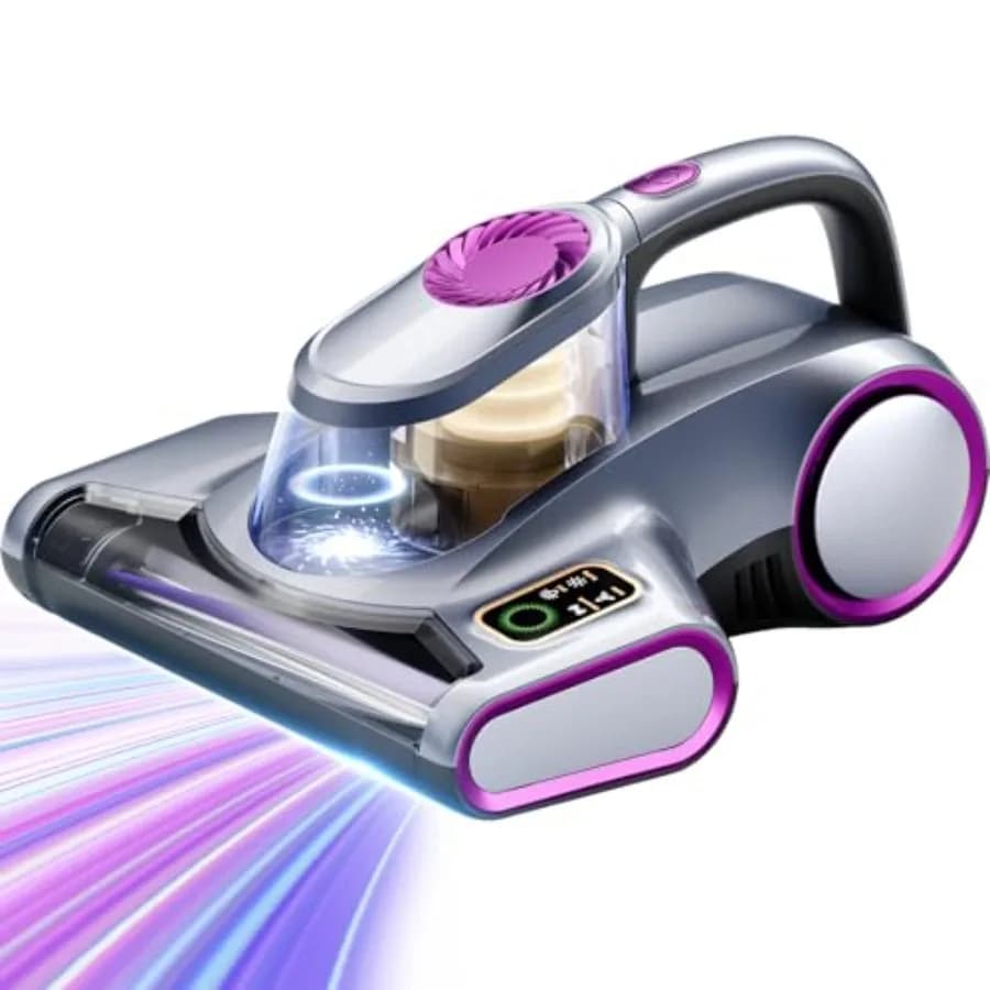 Mattress Vacuum Cleaner with 18KPa Strong Suction, Mattress Cleaner for Bed, Sofa Couch, HEPA Filter, UV-C Light, 48, 000 RPM D
