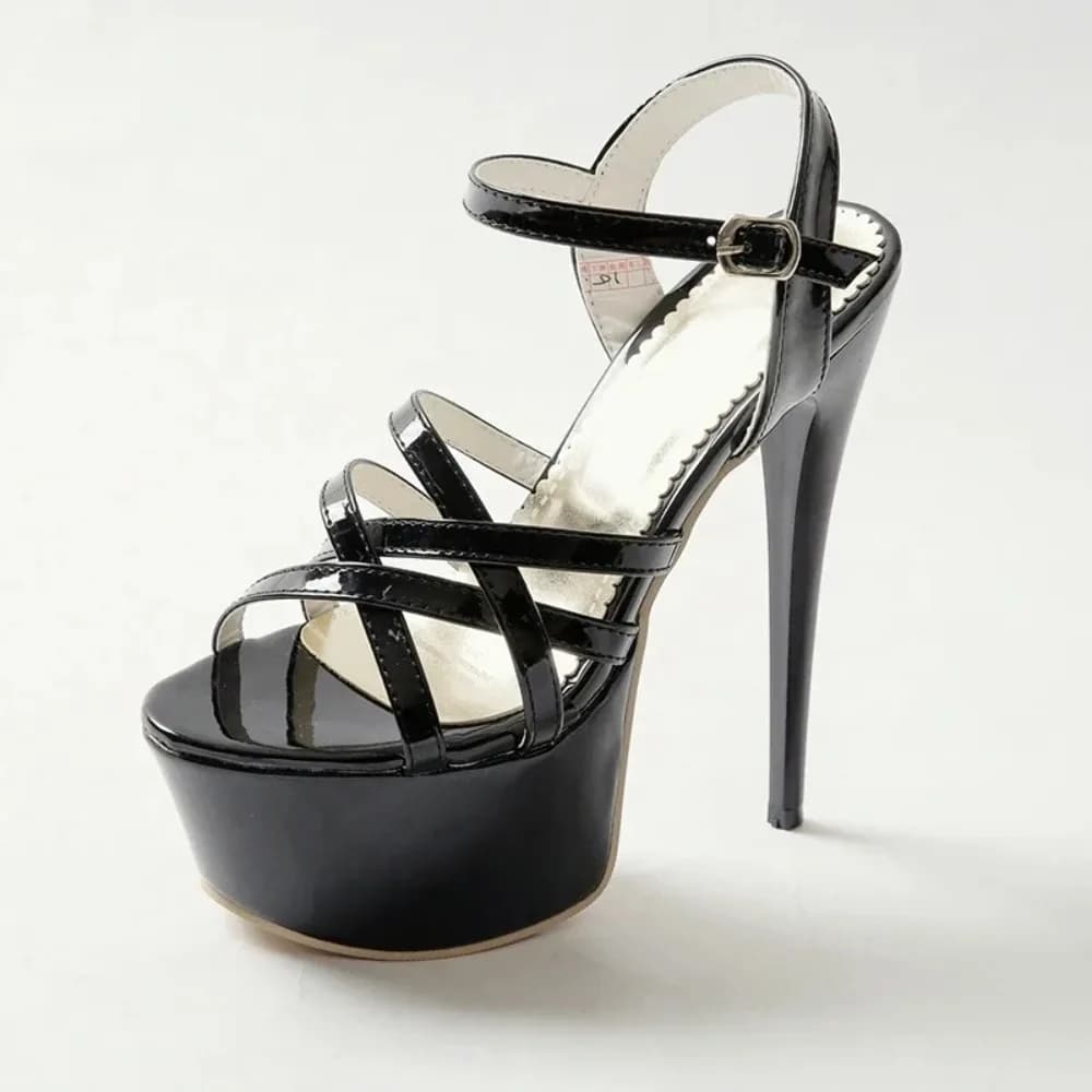 BLXQPYT Sandali con Tacco Alto Sottile da Donna in Pelle Sexy con Punta Aperta e Cinturino con Fibbia per Abiti da Sera, Feste e Matrimoni, Sandali con Plateau Taglia Grande 48 018