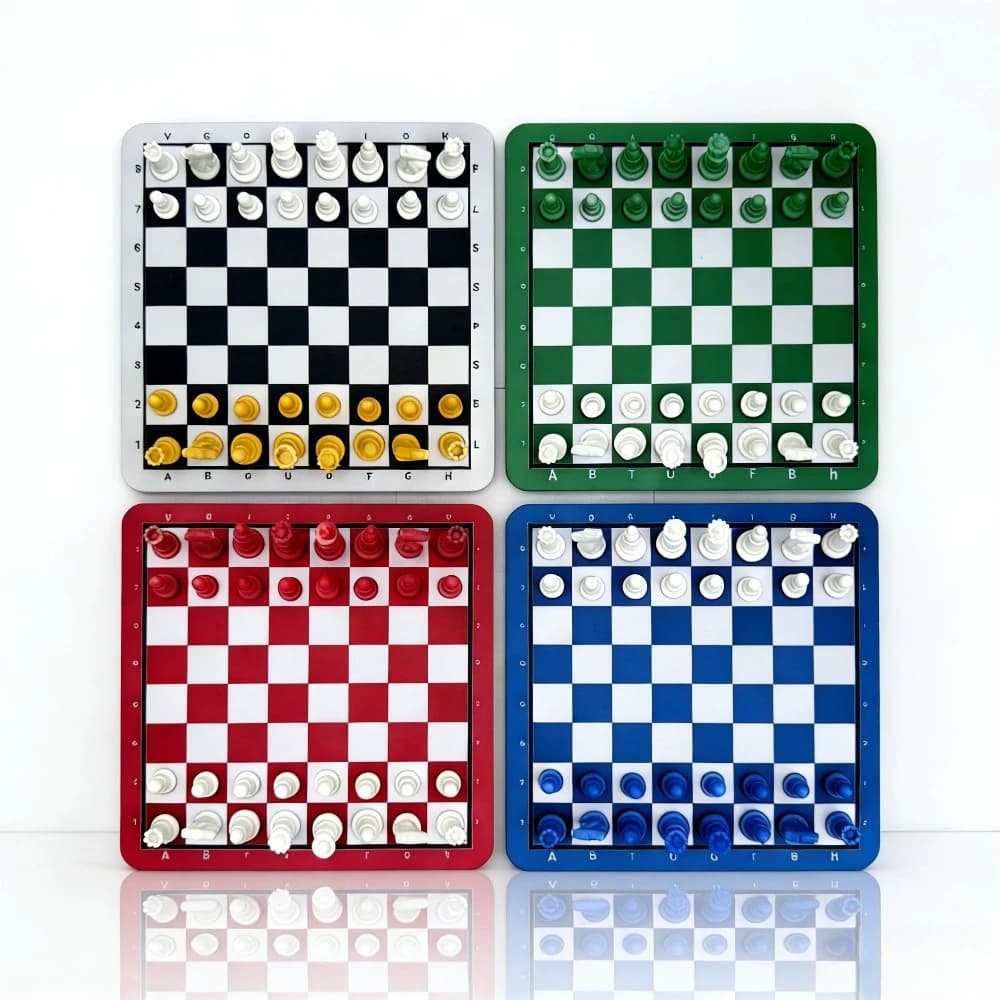 Classic Chess Set with 24*24cm Rubber Board and 32 Pieceswith High-Density 2 colors French-Style Pieces Portable