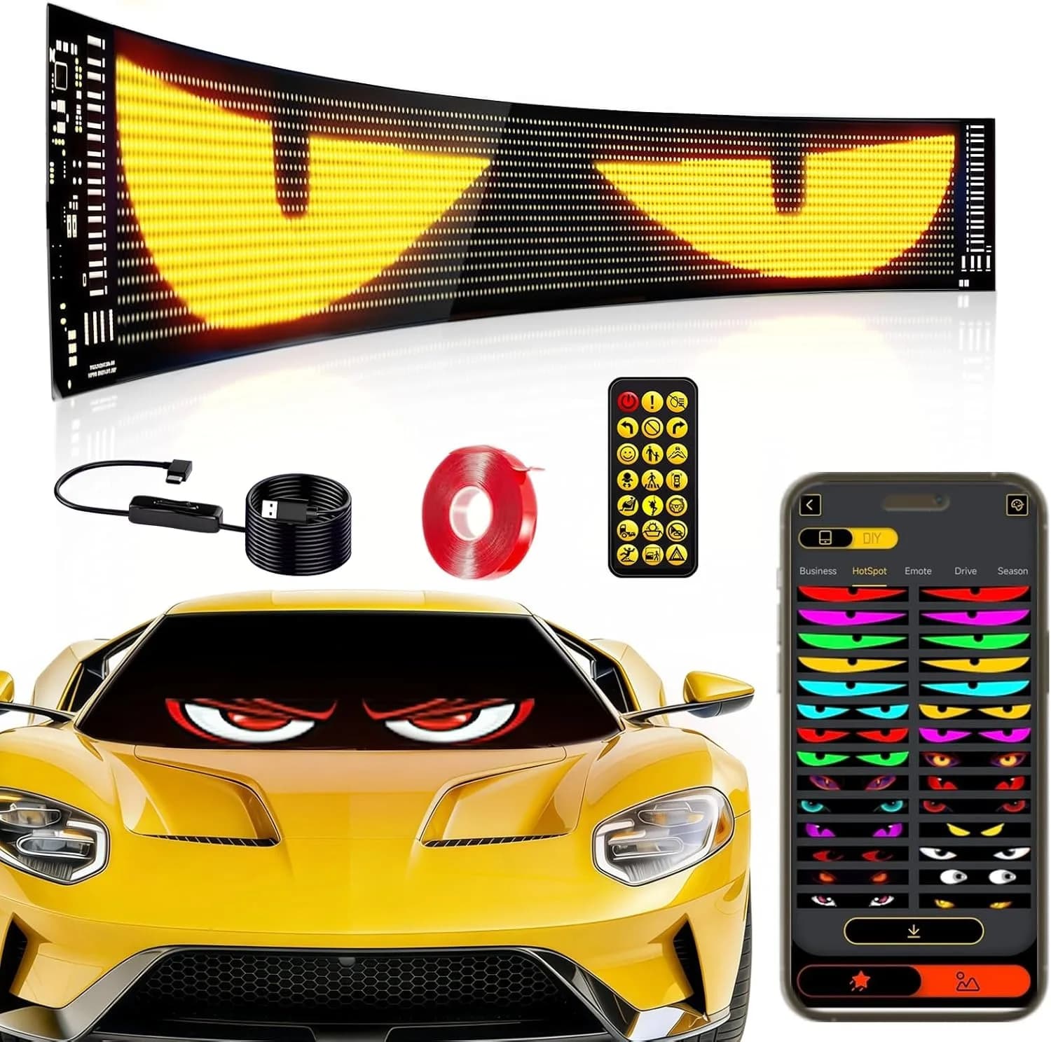 Full Color RGB Flexible LED Screen with Bluetooth Control via App for Advertisement on Auto's Rear Lock