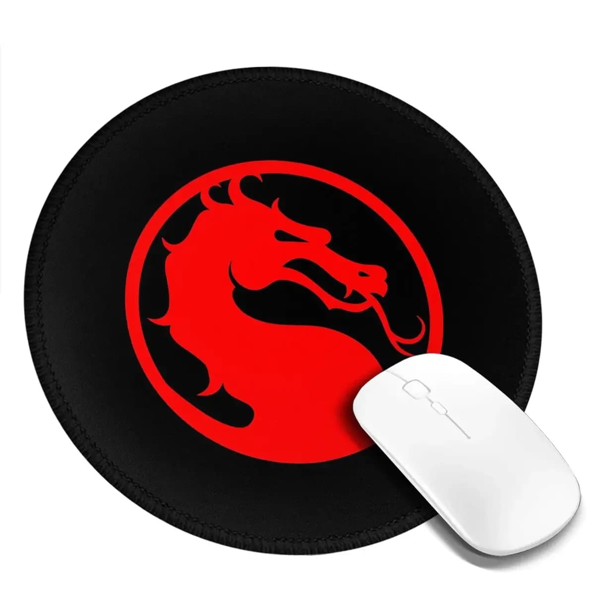 Mortal Kombat - Tappetino per mouse rotondo Red Dragon, tappetino per tastiera e mouse per computer, tappetino da scrivania per laptop da gioco, accessori per ufficio, tappetini da tavolo