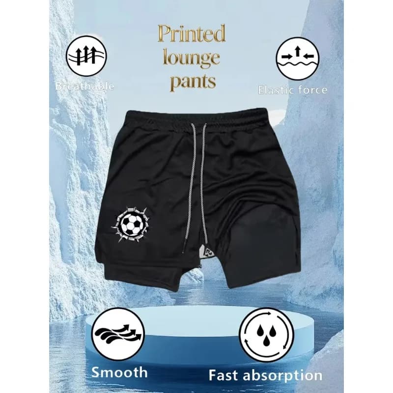 Summer Men's Fashionable Sports Shorts Quick Drying 2-in-1 Multifunctional Fitness Suitable for Casual Fashion Outdoor Cycling