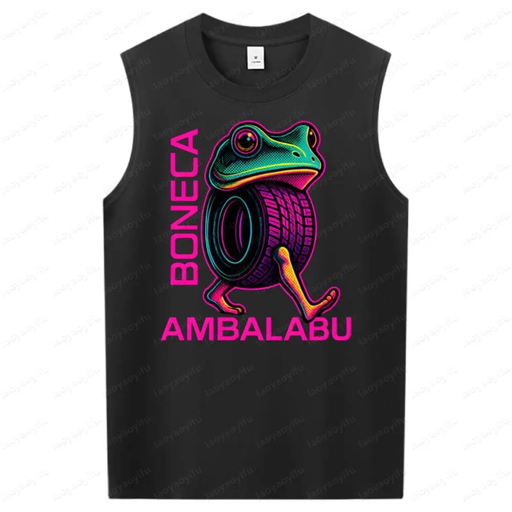 Tire Frog Divertente Meme Camicia Virale Silly Brainrot Gilet senza maniche Uomo Estate Casual Vita quotidiana Girocollo Canotte in cotone