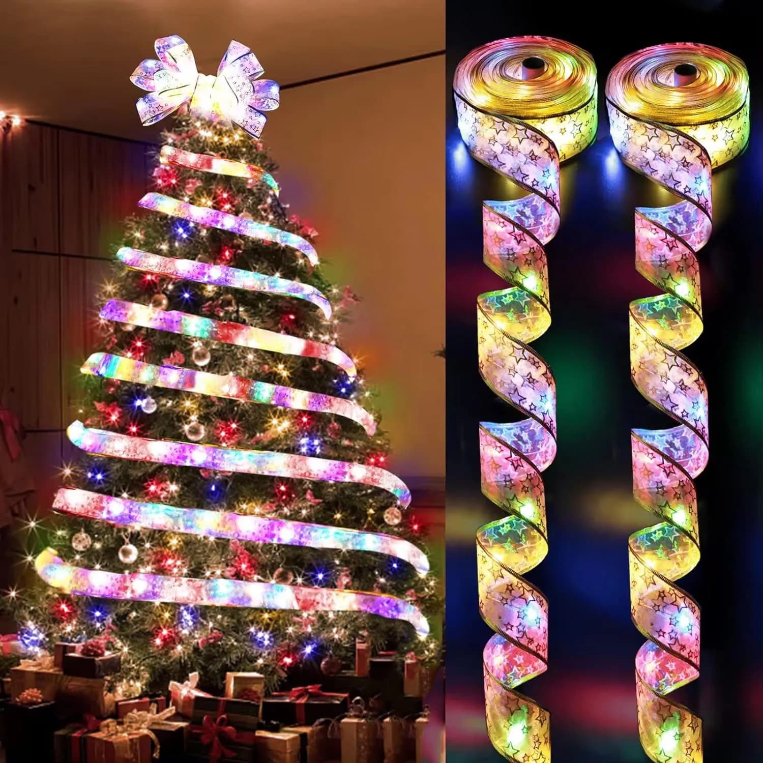 1-10m 2024 Nastro di Natale Fata Stringa di luce Buon Natale Decorazioni per la casa Vacanze di Natale Regali Navidad Capodanno 2025