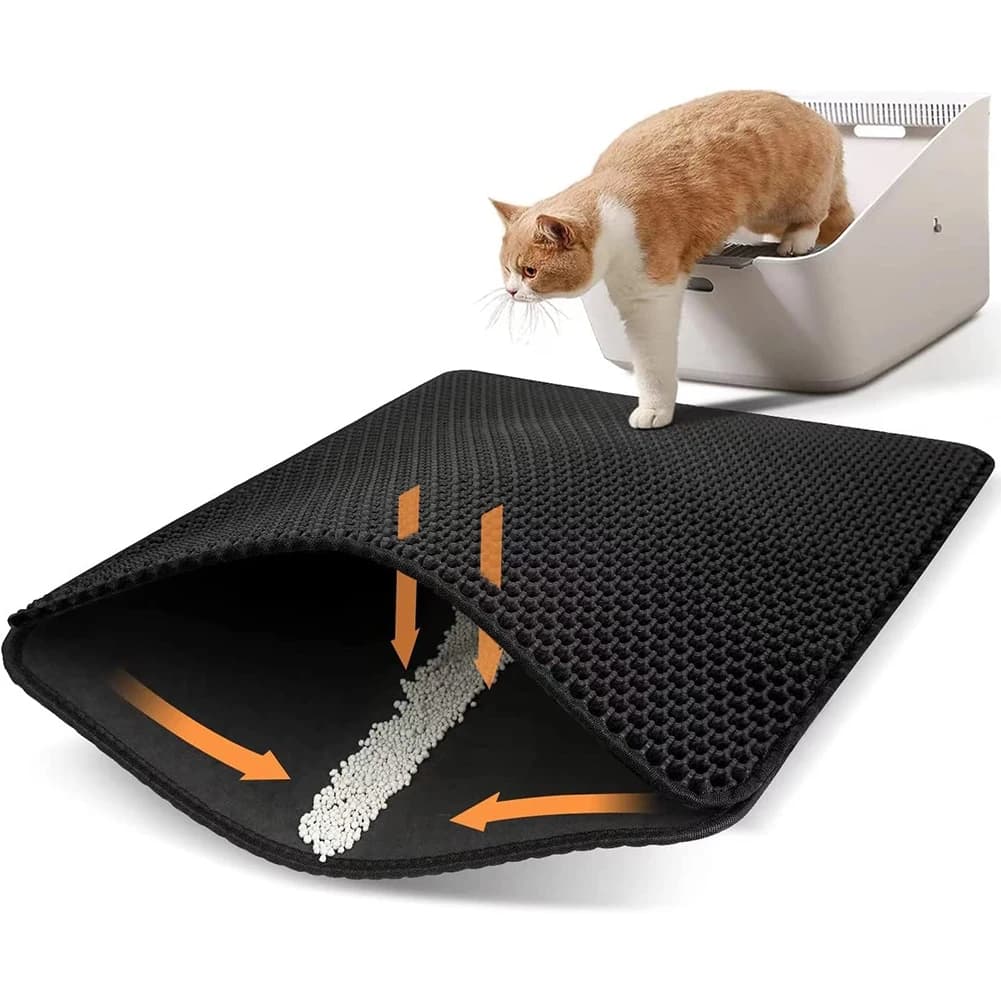 Cat Litter Mat Double Layer Honeycomb Litter Box Mat Efficient Litter Trapping Easy to Clean Waterproof Paws Scratch Resistant