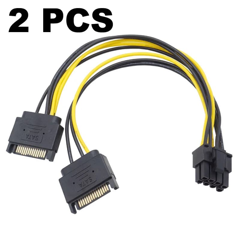 2 pz Dual SATA 15pin a 8 pin (6 + 2) 6 PCI-E PCIE Express Scheda Video Grafica Powrer Convertitore di Alimentazione Adattatore GPU Cavi di Prolunga