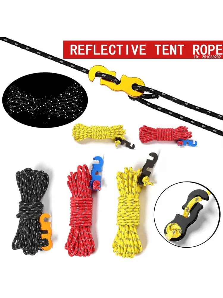 4 Corde per tende da esterno Corde riflettenti Corde per baldacchino Corde antivento rinforzate con fibbie per garantire la sicurezza Accessori da campeggio