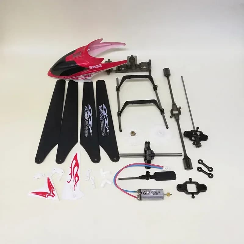 Pezzo di ricambio per elicottero originale Syma S032G S032G Copri testa Pale per baldacchino Flybar Collegare l'albero dell'ingranaggio del motore con fibbia ecc.