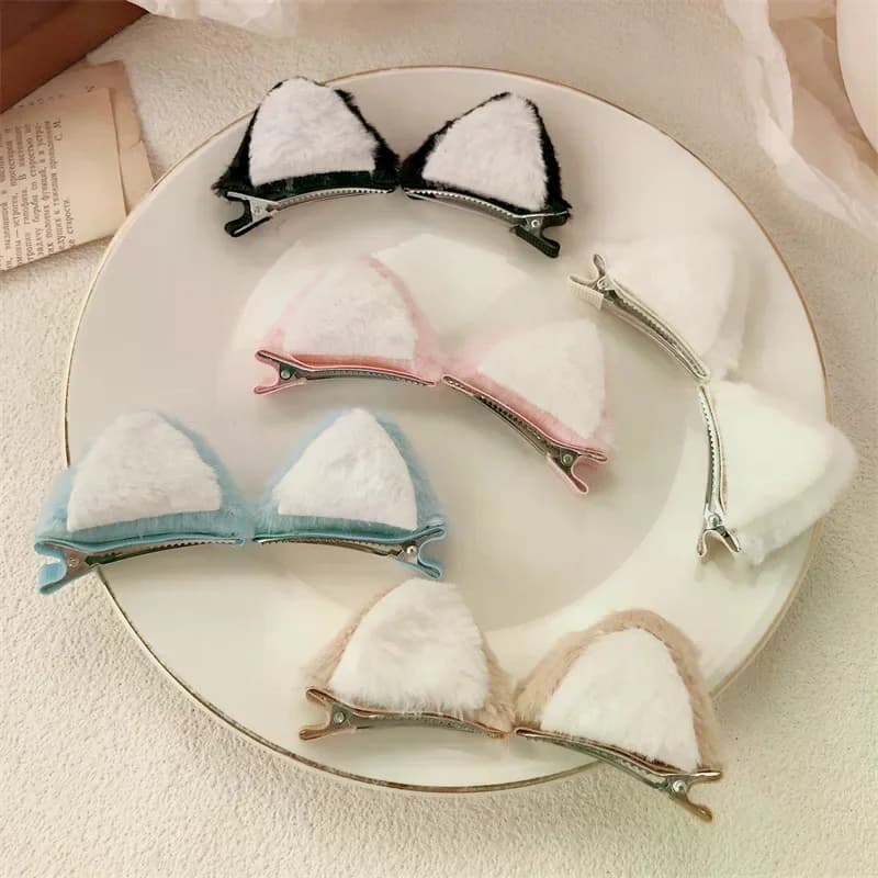 2 pezzi di peluche orecchie di gatto cotto a vapore a forma di orecchio di gatto pane clip di capelli per bambini simpatico cartone animato clip stereo accessorio per capelli per bambina per Dail