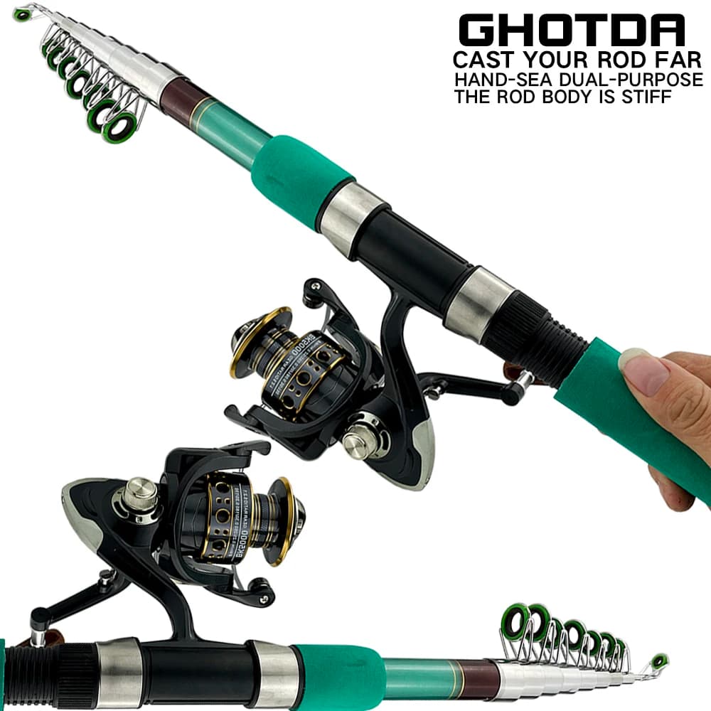 Bass Pike canna da pesca alla carpa Combo canna da pesce gatto 1.8-3.6M canna da pesca telescopica e mulinello da pesca Spinning Set canna + mulinello