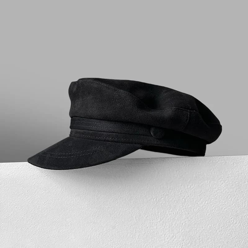 Autumn Winter Small Brim Visor Cap for Women, White Navy Hat Wool Flat Top, Casual Retro Beret Painter Cap