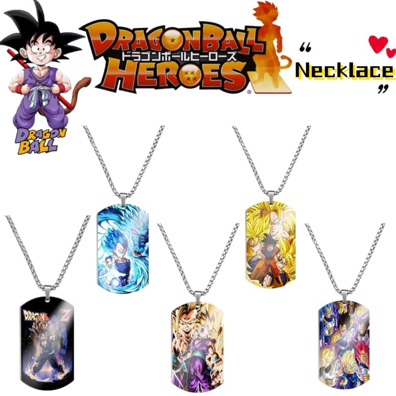 Collana in Metallo alla Moda Dragon Ball Son Gohan Majin Buu per Uomo e Donna, Catena con Perline in Acciaio Inossidabile Stampata a Colori di Alta Qualità