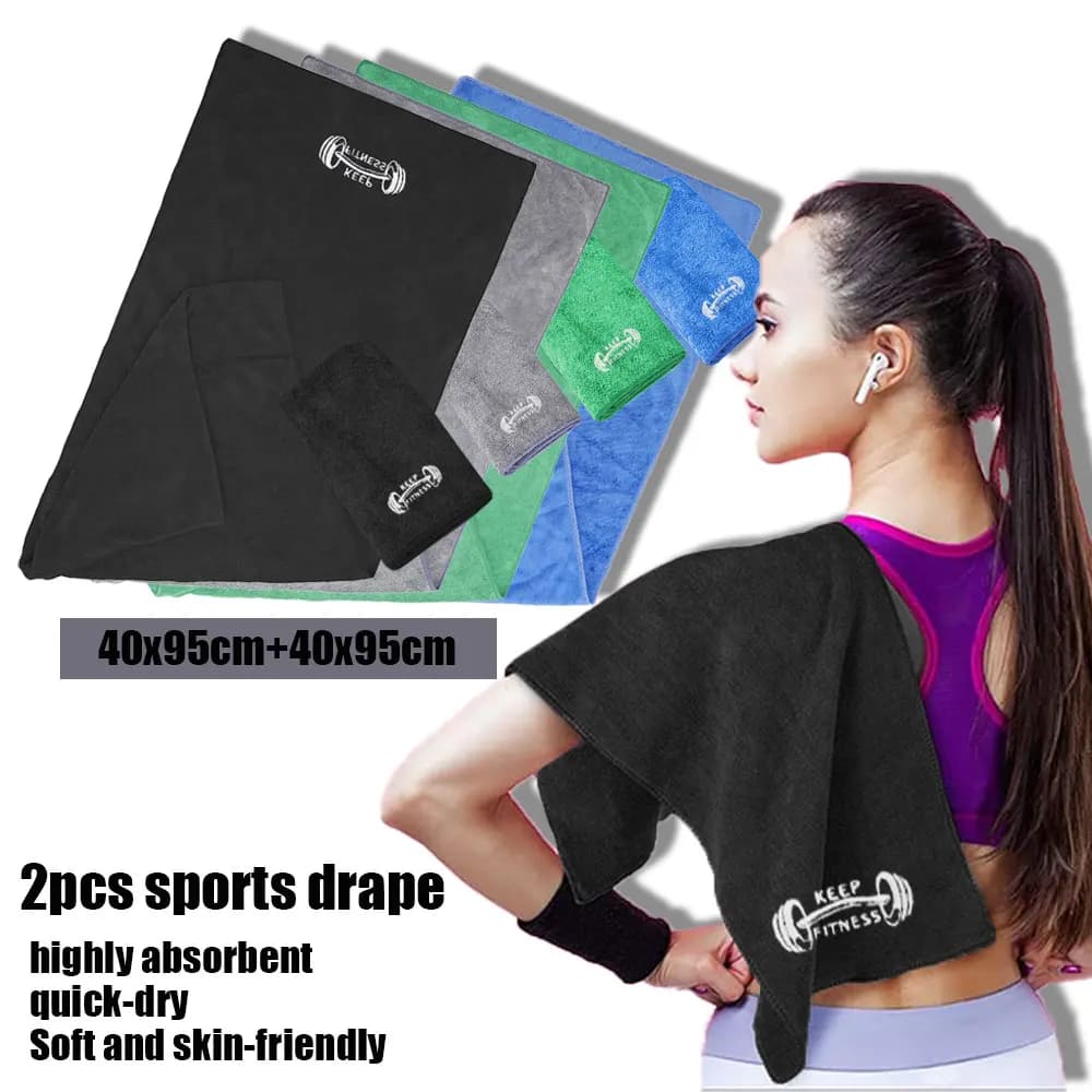Set di 2 Asciugamani per Tappetino Yoga – Set di 2 Asciugamani in Microfibra Antiscivolo, Assorbenti, ad Asciugatura Rapida con Borsa Opaca per Palestra, Yoga, Pilates