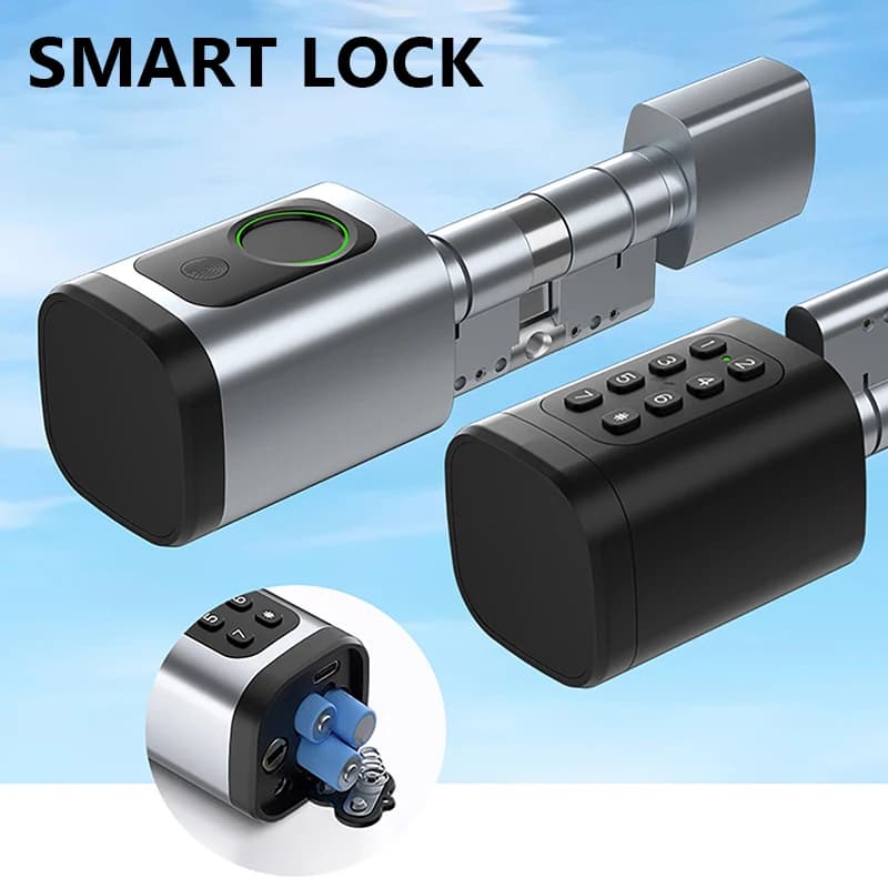 Bluetooth Keyless Digital Biometrico Impronte digitali Passcode RFID Card Serratura Tuya TTLock APP Serratura a cilindro regolabile intelligente