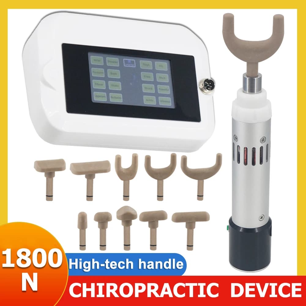 New Electric Tool for Chiropractic 1800N, Vertebral Column Correction Gun, Home Use Massage with 10 Heads