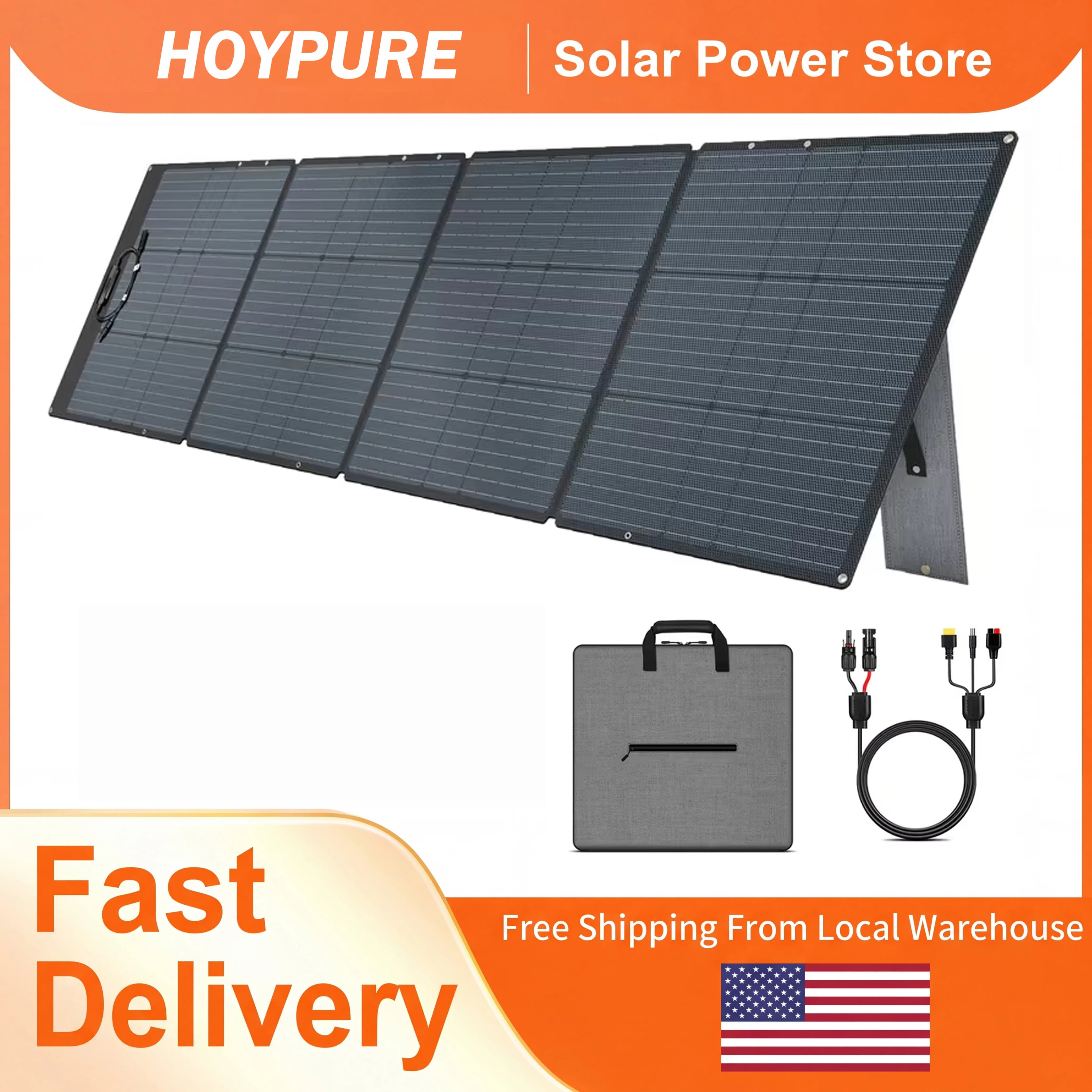 200 Watt Portable Solar Panel Suitable for Power Stations - Foldable Design with MC4 Cable, High-Efficiency Monocrystalline PV Cells, 4 Support Legs & Lightweight for Rvs, Camping, And Off-Grid Energy