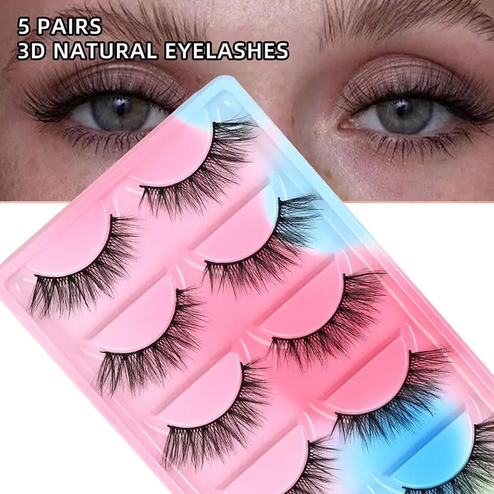 5 Paia di Ciglia Finte Naturali Lunghe 3D in Visone, Soft and Court, Hand-made, Tool for Makeup, Extension Eyelash, Maquiagem