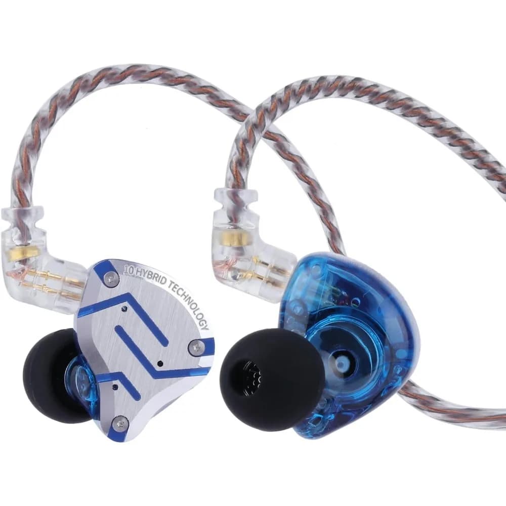KZ ZS10 Pro Auricolari In-Ear Ibridi con 5 Driver, Monitor HiFi con Cavo Staccabile per Musica e Gaming - (Senza Microfono, Blu Brillante)
