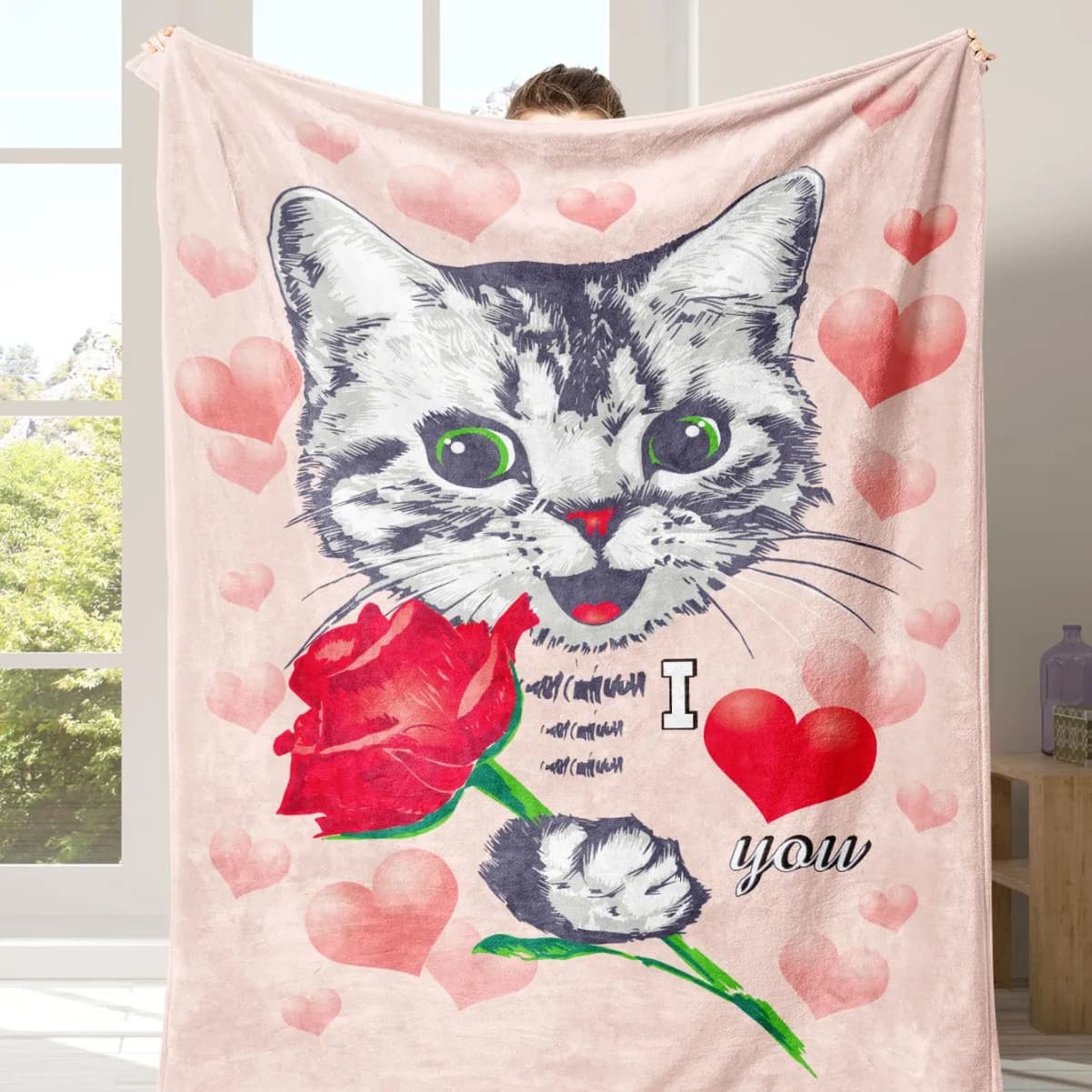Simpatico cartone animato gatto in poliestere stampato digitale Coperta di copertura in flanella di velluto per camera da letto Coperte morbide per divani in pile per letti