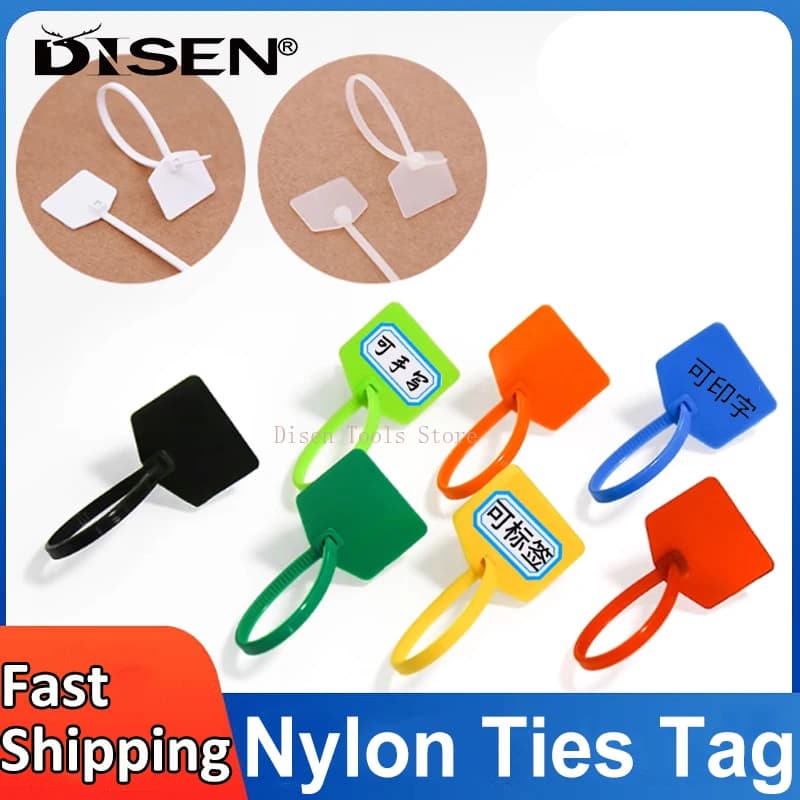 Fascette per cavi in nylon Tag Fascette autobloccanti Nastro per cablaggio di rete con anello in plastica Nero/Blu/Verde/Rosso/Bianco/Giallo