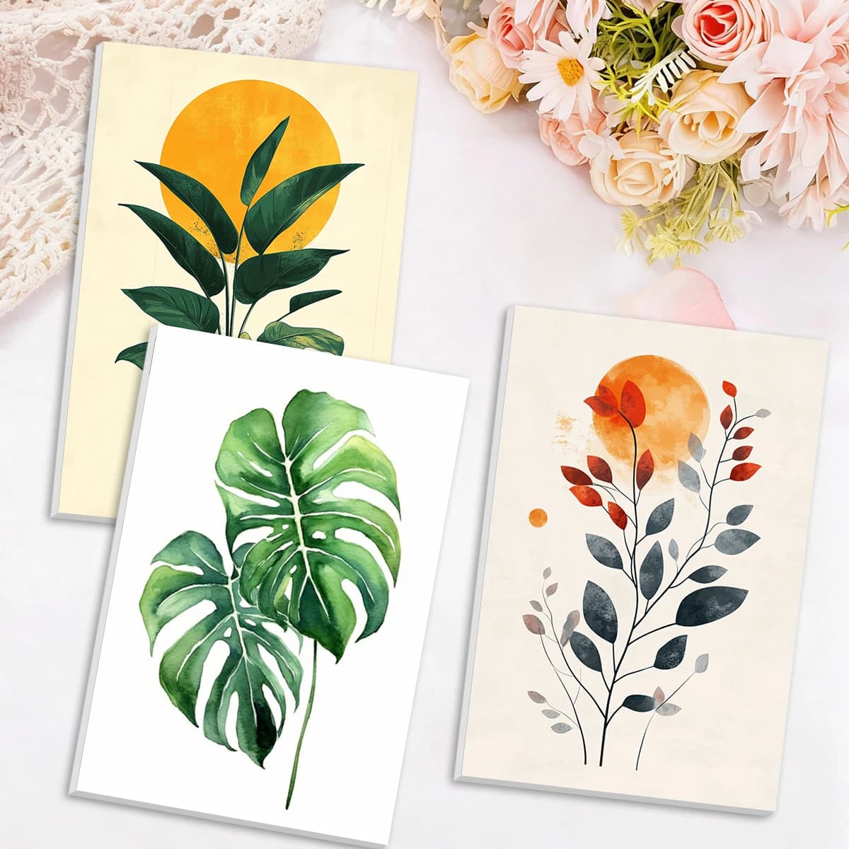 1pc frameless Paint By Numbers Leaf plants For Beginner Simple drawing Canvas Picture Oil Acrylic Paints Handiwork