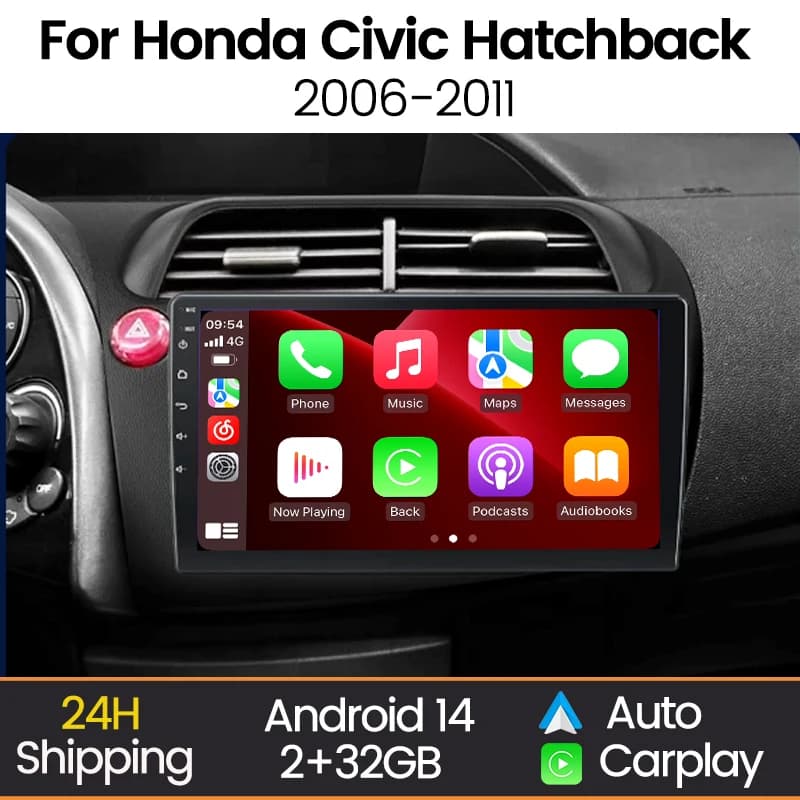 MEKEDE Android 14 Car Radio Multimedia Player For Honda Civic Hatchback 2006-2011 Wireless Carplay Auto Intelligent Car System