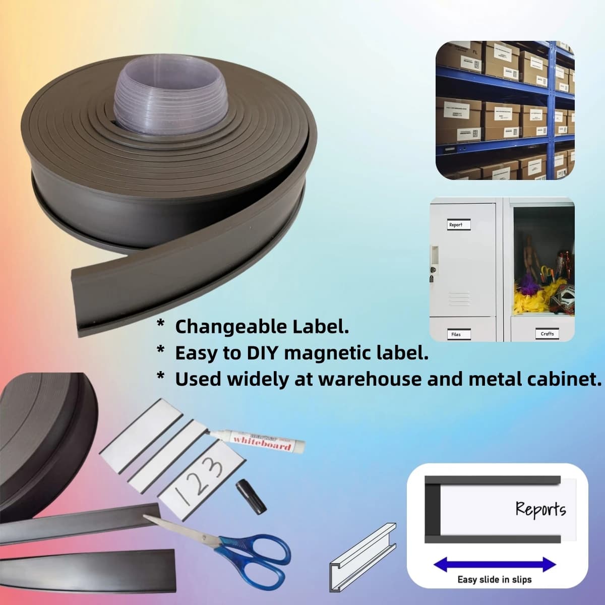 Etichetta magnetica con profilo C da 3 metri Larghezza 25 mm Striscia magnetica Ideale porta etichette magnetiche fai-da-te Etichette per scaffali intercambiabili Etichette per magazzino