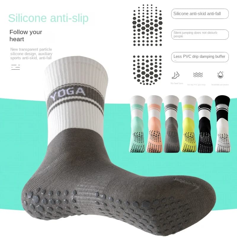 Cross-Border Professional Yoga Socks, Cotton Strapping Silicone Anti-Slip Pilates Fitness Dance Floor Socks