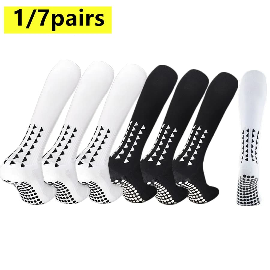 1/7 pairs of sports socks with professional grip, non-slip socks for football and tennis