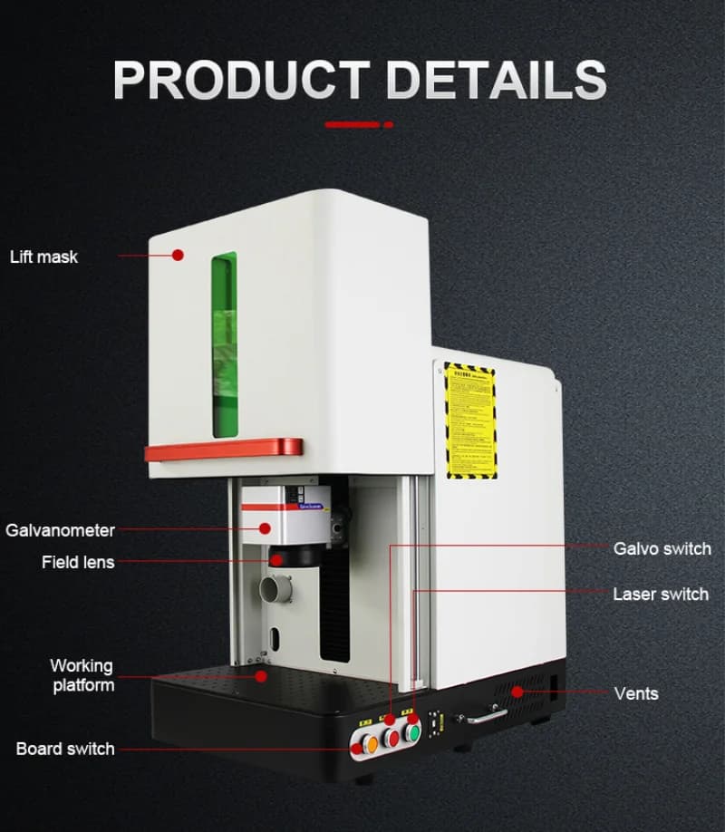 Laser Fiber Engraver Lock Raycus/MAX 50W 30W 20W, Fiber Laser Marking Machine with Updated Rotation Axis and Roller Axis