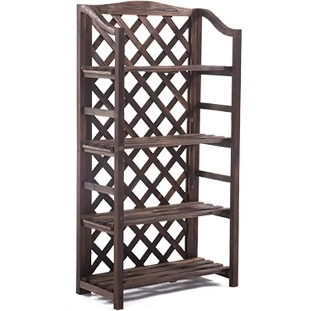 Support for multi-level wooden plants with storage shelves, 123 cm x 33 cm x 66 cm, for window herbal pots