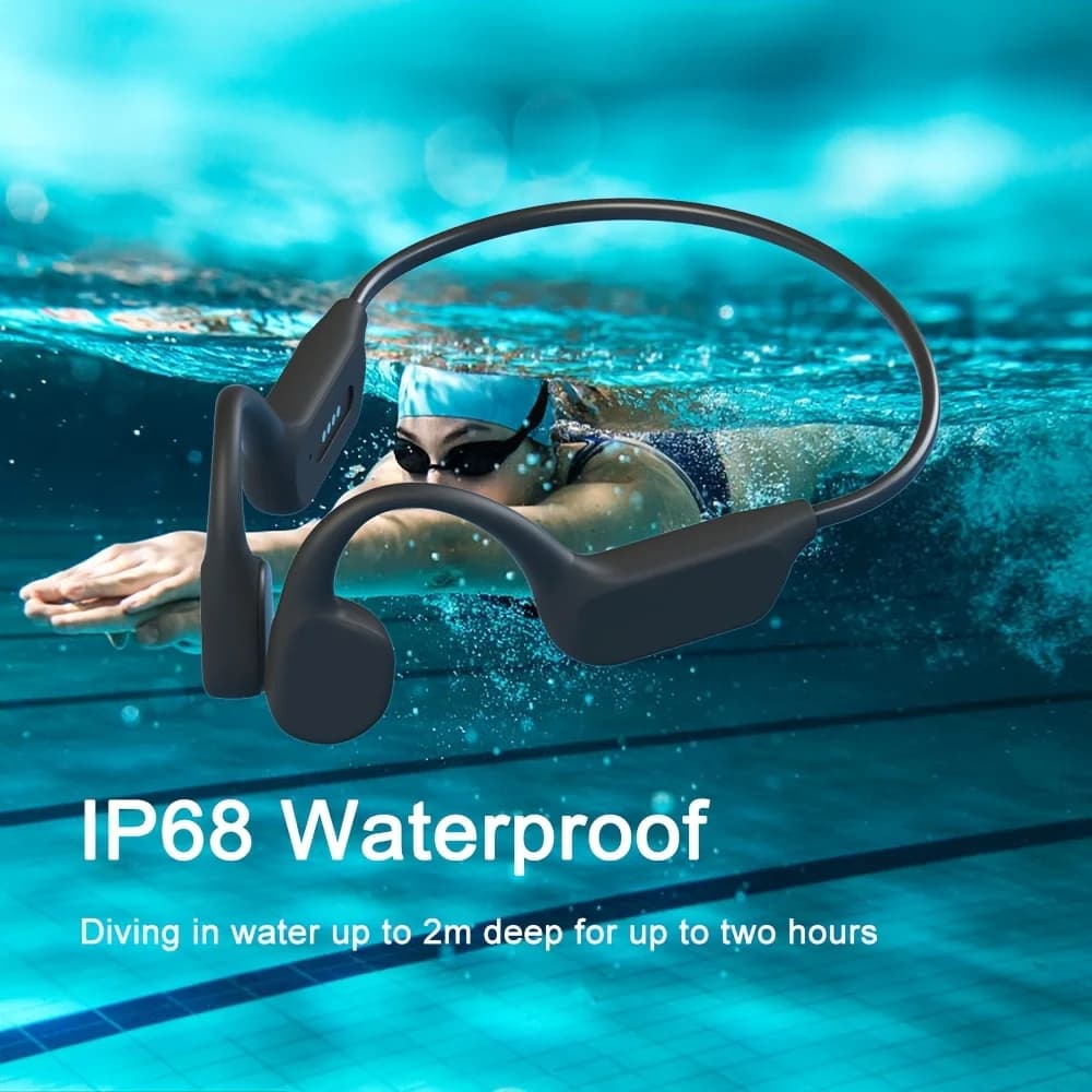 Cuffie Impermeabili IPX8 per Nuoto, Auricolari Wireless a Conduzione Ossea 32GB, Cuffie Bluetooth 5.4 per Immersioni, Sport e Ciclismo