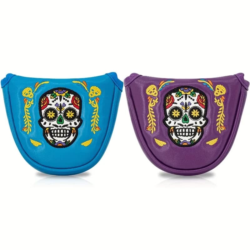 Design skeleton and comedy mask, headdress for putting golf, golf accessories, PU material, durable and elegant headdress