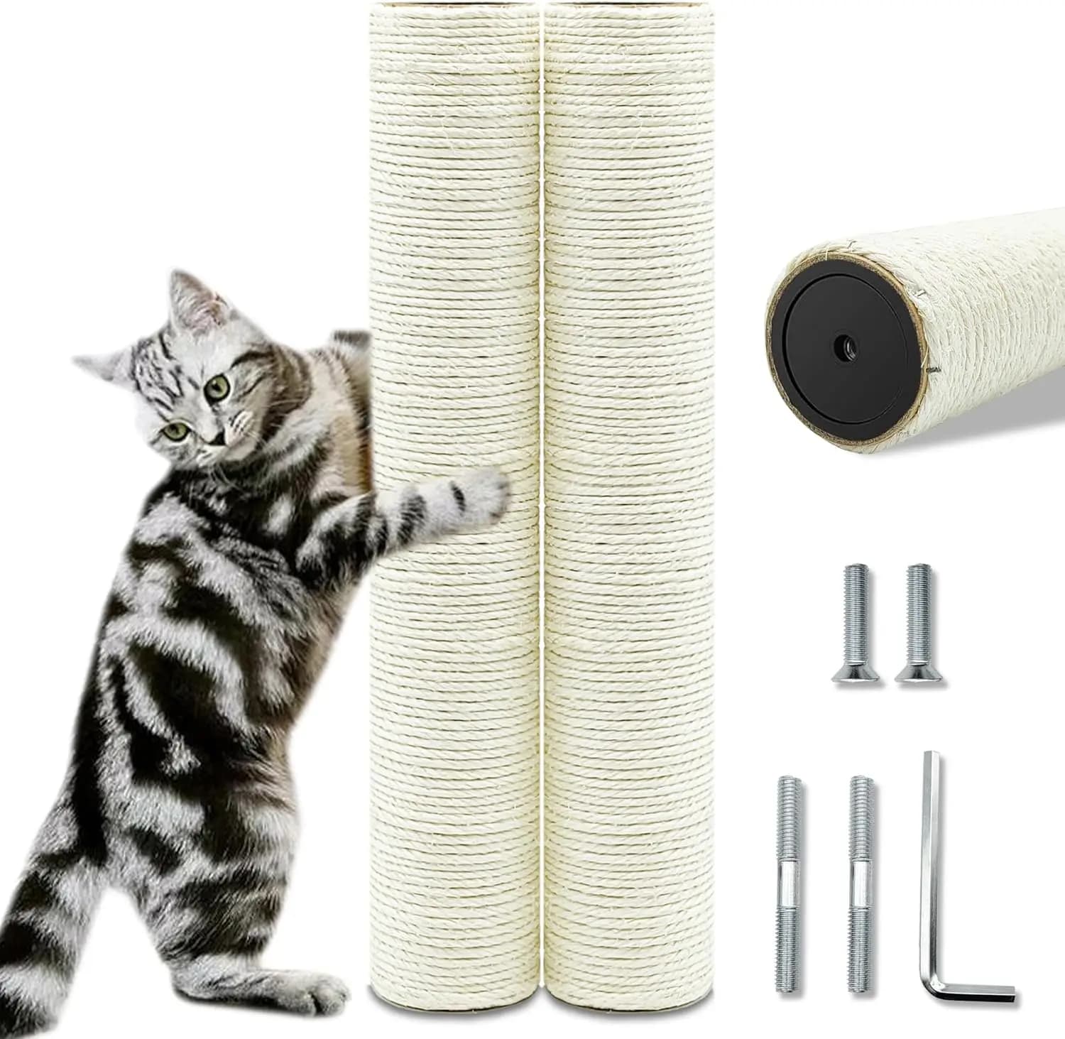 Confezione da 2 pali di ricambio per tiragraffi per gatti da 15,7" - Ricarica in sisal naturale per albero per gatti - con viti M8 - 40 cm