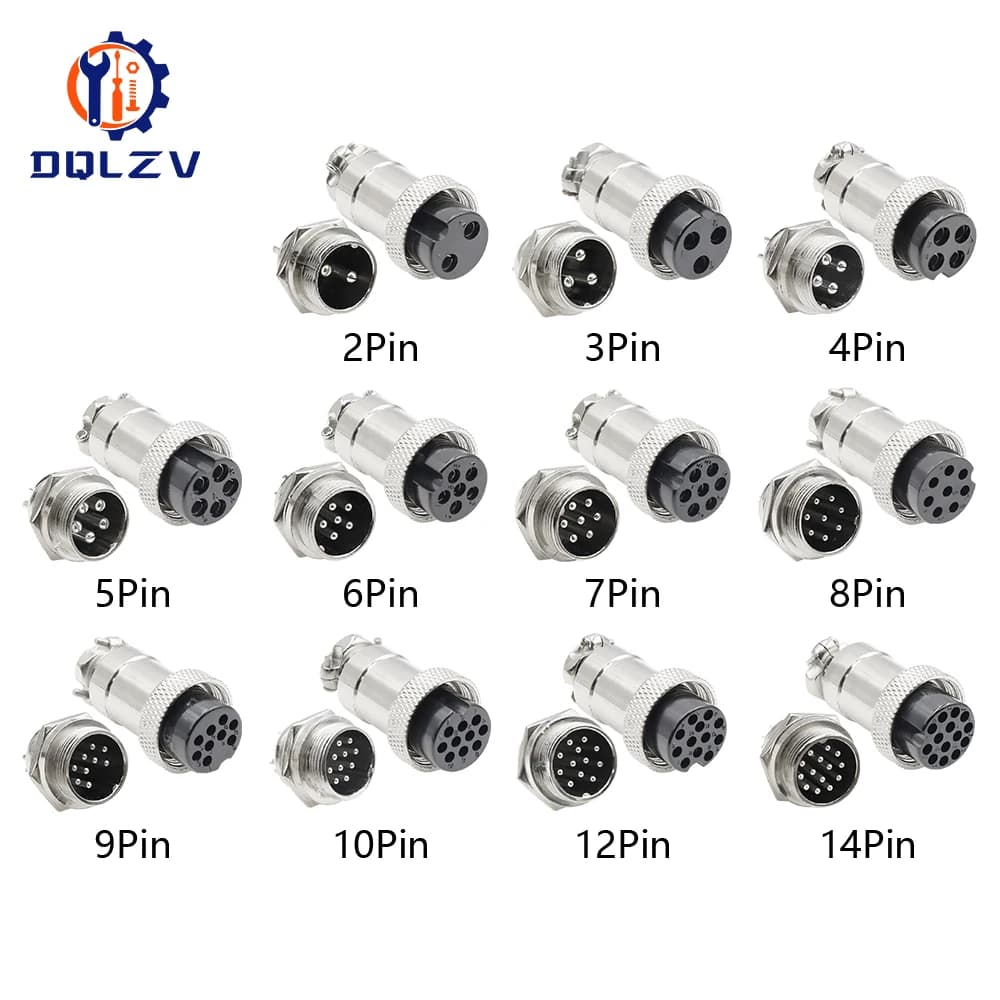 5/10/20Set GX12 GX16 GX20 2 3 4 5 6 7 8 9 10 12 14 15 Pin Docking Aviation Plug Socket Waterproof Circular Connector