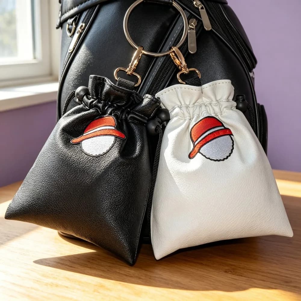 Borsa da golf in PU con coulisse, piccola custodia portatile per tee da golf, organizer leggero per accessori da golf