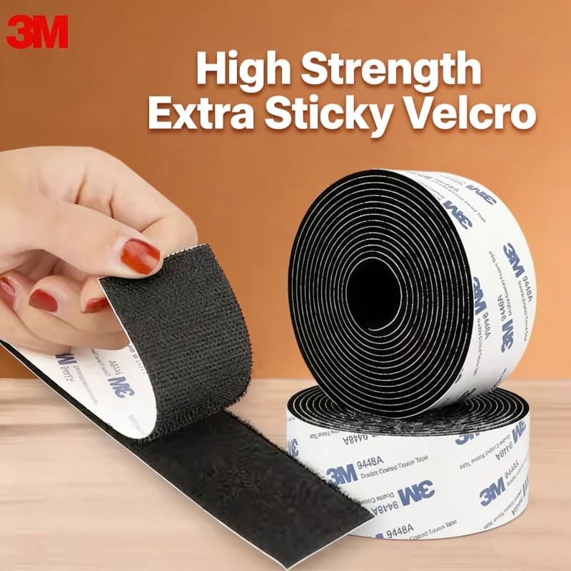 Nastro Adesivo con Chiusura a Strappo 3M 9448A, Forte e Senza Residui, Biadesivo per Fissaggio, Resistente alle Alte Temperature