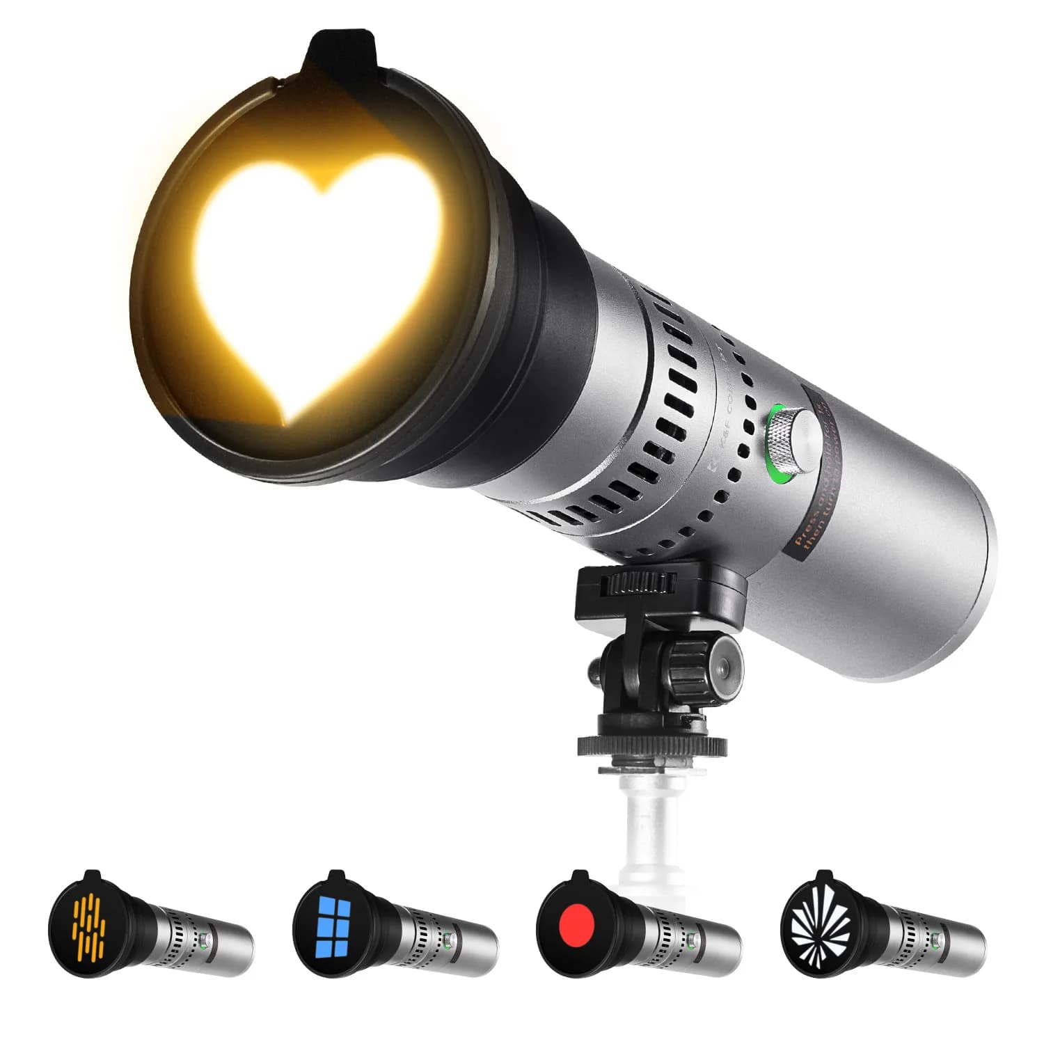 K&F CONCEPT SP25C Luce LED RGB per Video, Illuminazione di Riempimento Bi-Colore con Proiezione Zoomabile a 4 Colori
