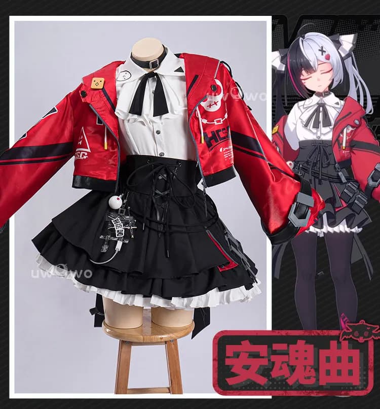 Costume cosplay Neverness to Everness Lacrimosa Set completo di giacca in stile tecnologico rosso e nero NexoCosplay