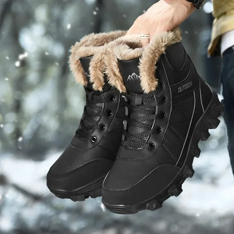 Scarpe sportive da esterno di taglio medio foderate britanniche invernali da uomo Fondo spesso Stivali da neve caldi Punta tonda Zapatillas Para Hombre in gomma