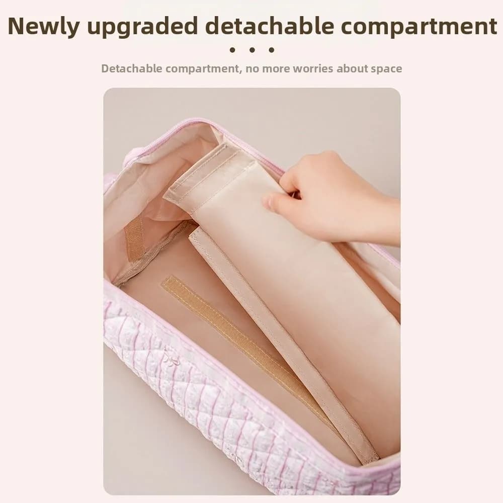 New Bow Print Hair Dryer Storage Bags Quilted Zipper Closure Hair Styling Tool Bag Large Capacity Curling Iron Organizer