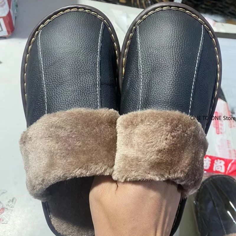Hot Sale Winter Haining Cotton Slippers, Home Special Interior Hot Gifts, Leather Slippers for Men and Women Wholesale